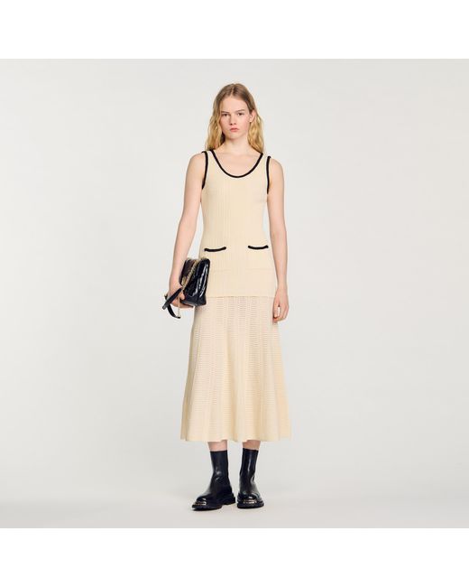 Sandro Natural Pointelle Knit Dress
