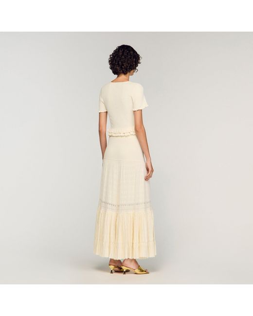 Sandro Natural Long Knit Skirt