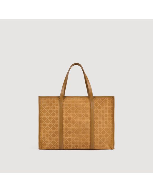 Sandro Brown Split Leather Shopping Bag for men