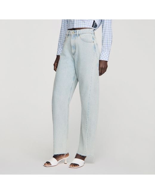 Sandro Blue Faded Barrel Cotton Jeans