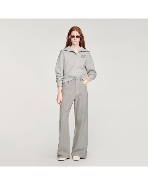 Sandro Gray Rhinestone-Embellished Jeans