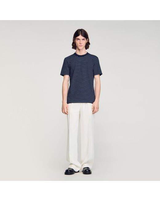 Sandro Blue Striped T-Shirt for men