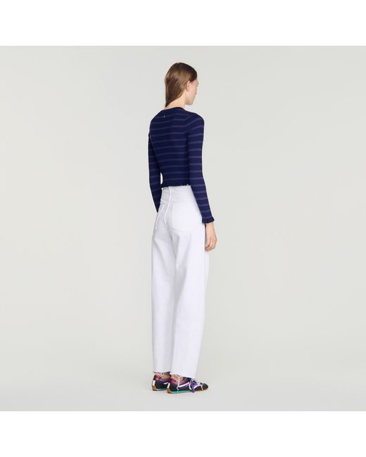 Sandro Blue Striped Knit Cardigan