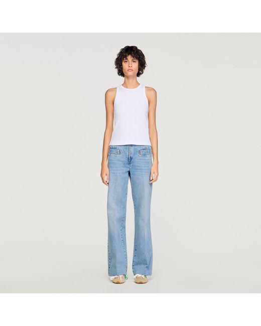 Sandro Blue Embroidered Vest Top