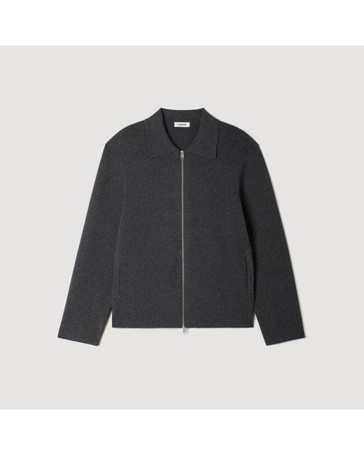 Sandro Blue Zip-Up Knit Cardigan for men