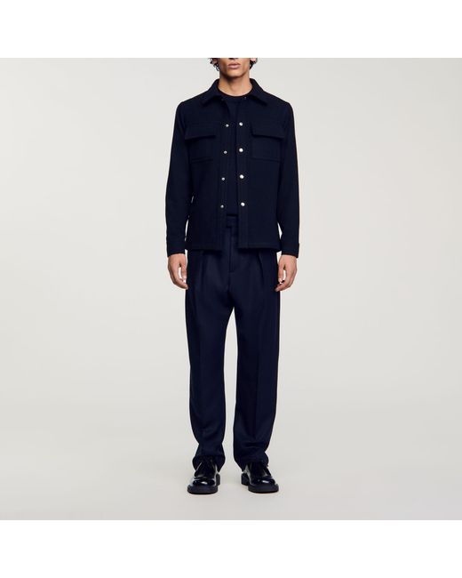 Sandro Blue Wool Overshirt for men