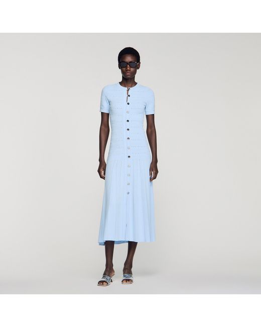 Sandro Blue Knit Maxi Dress