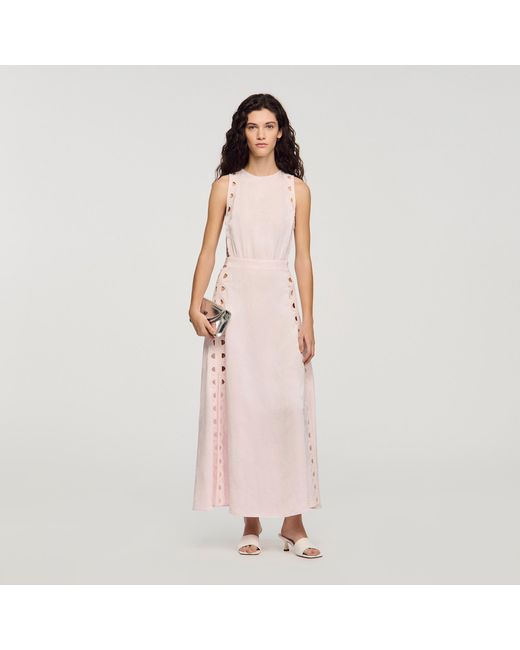 Sandro Pink Flower Jacquard Maxi Dress