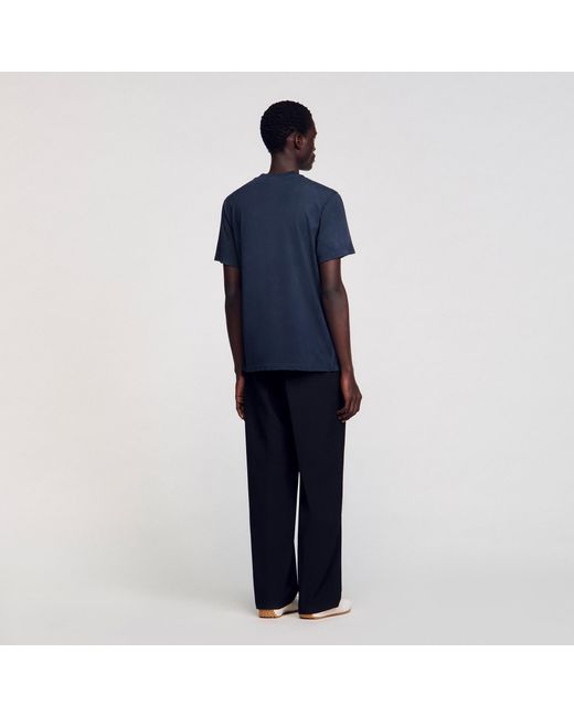 Sandro Blue Worn-Effect T-Shirt for men