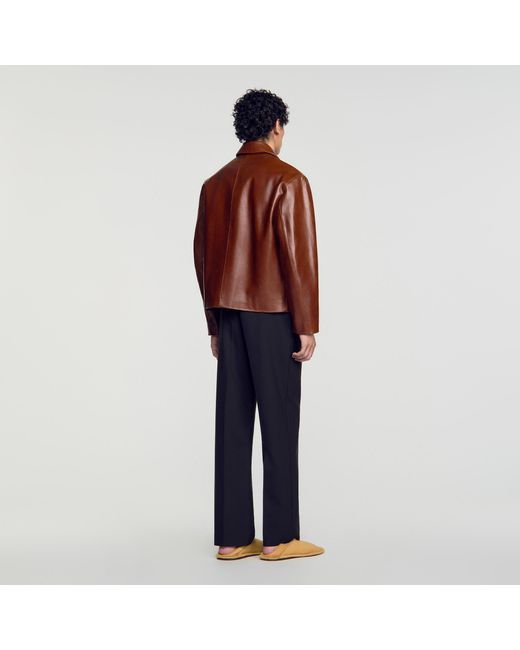 Sandro Blue Leather Jacket for men