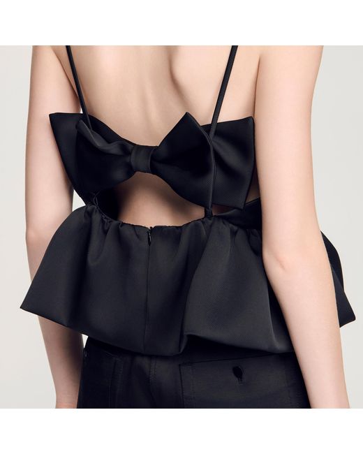 Sandro Blue Ruffled Crop Top