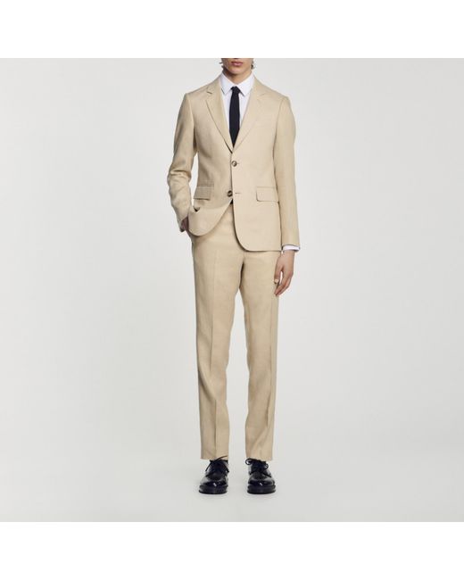 Sandro Natural Linen Suit Jacket for men