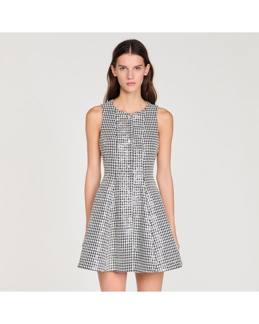 Sandro Multicolor Tweed And Sequin Short Dress