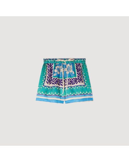 Sandro Blue Short Floral Print Shorts