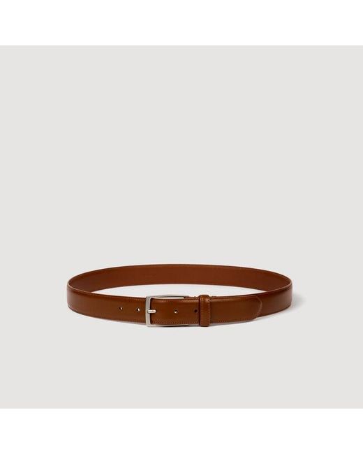 Sandro Brown Glazed Leather Belt for men