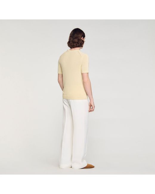 Sandro White Fine Knit T-Shirt for men