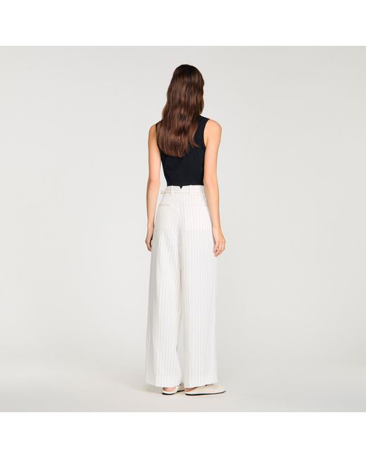 Sandro White Striped Suit Trousers