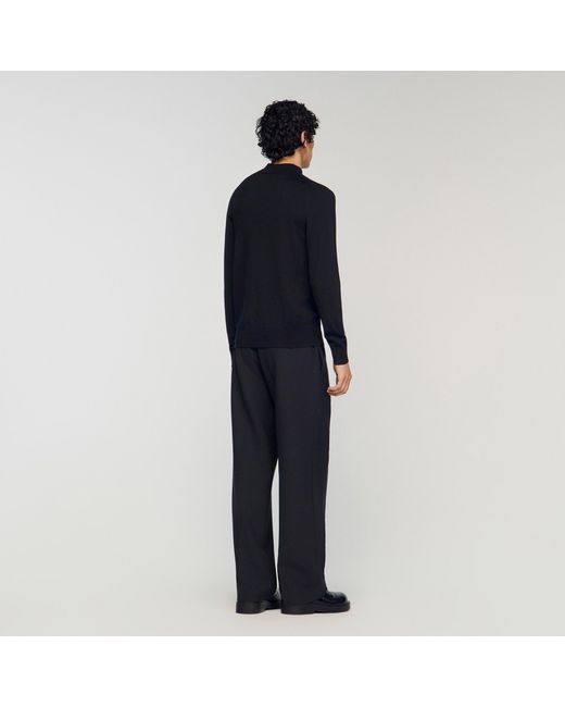 Sandro Blue Wool Jumper With A High Collar for men