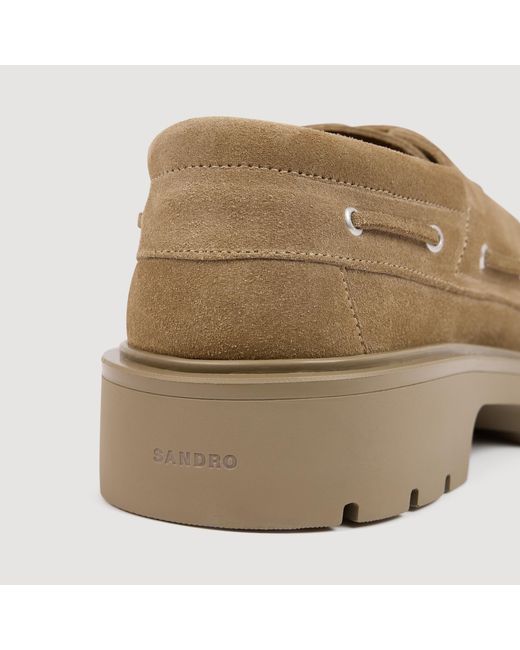 Sandro Natural Split Leather Boat Shoes for men