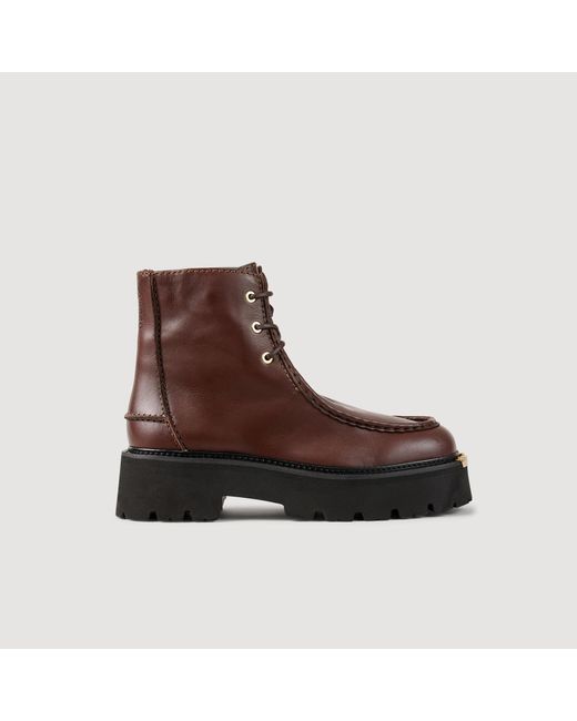 Sandro Brown Fur-Lined Boots