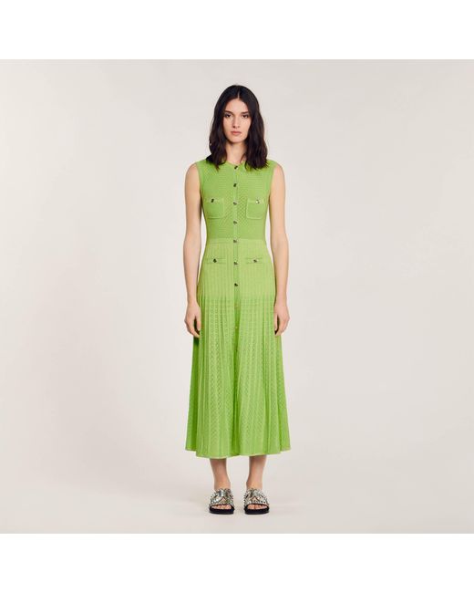Sandro Green Knit Midi Dress