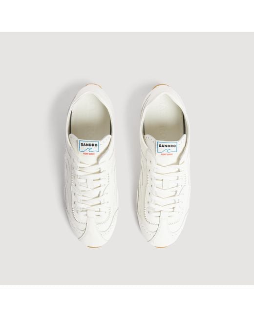 Sandro White Light Wave Leather Trainers
