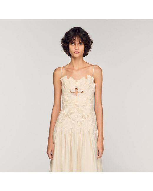 Sandro Natural Guipure Midi Dress