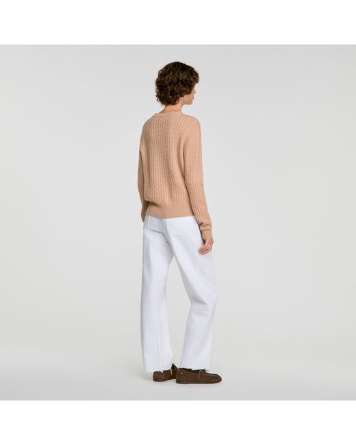 Sandro White 2-In-1 Cable Knit Sweater
