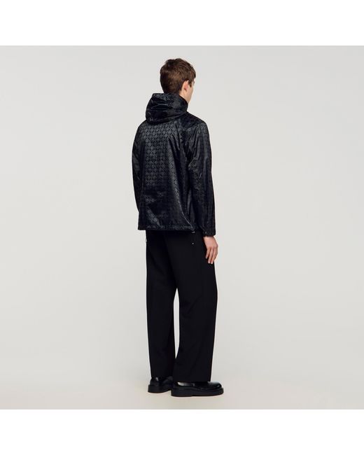 Sandro Blue Square Cross Nylon Jacket for men