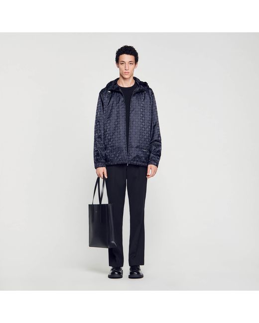 Sandro Blue Square Cross Nylon Jacket for men