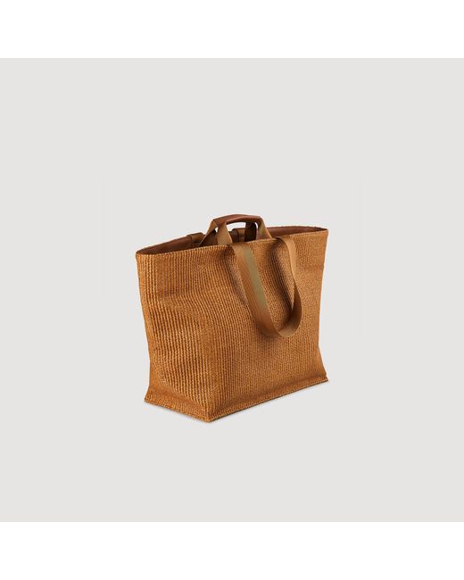 Sandro Brown Large Woven Canvas Bag for men