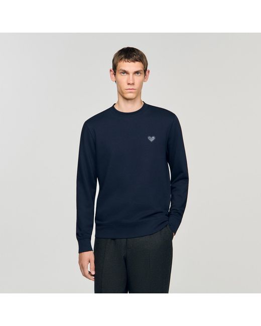 Sandro Blue Heart Patch Sweatshirt for men