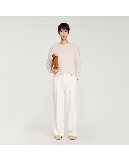 Sandro Men's White Crew-Neck Sweater