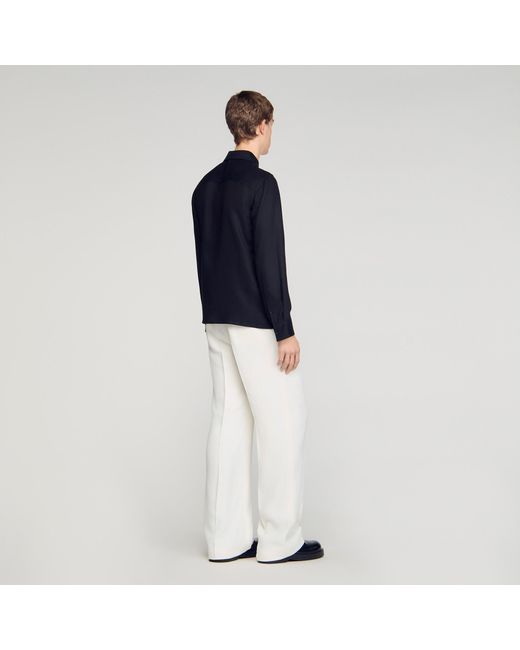 Sandro Blue Loose-Fit Zip-Up Shirt for men
