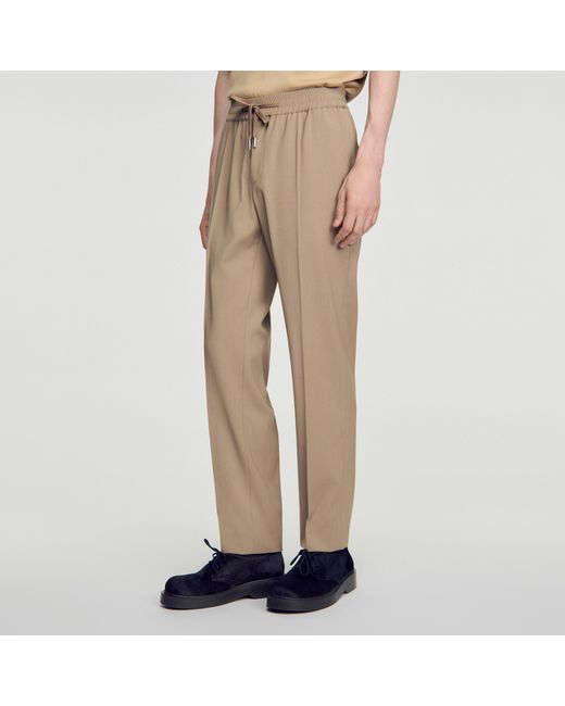 Sandro Natural Elasticated Wool Trousers for men