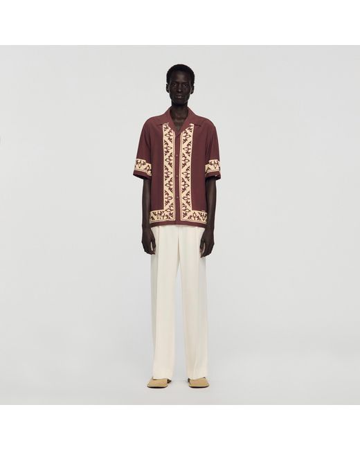 Sandro Multicolor Contrast Print Loose-Fit Shirt for men