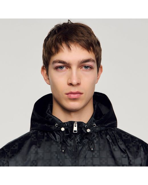 Sandro Blue Square Cross Nylon Jacket for men