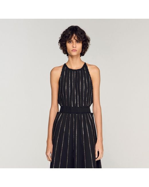 Sandro Blue Rhinestone Maxi Dress
