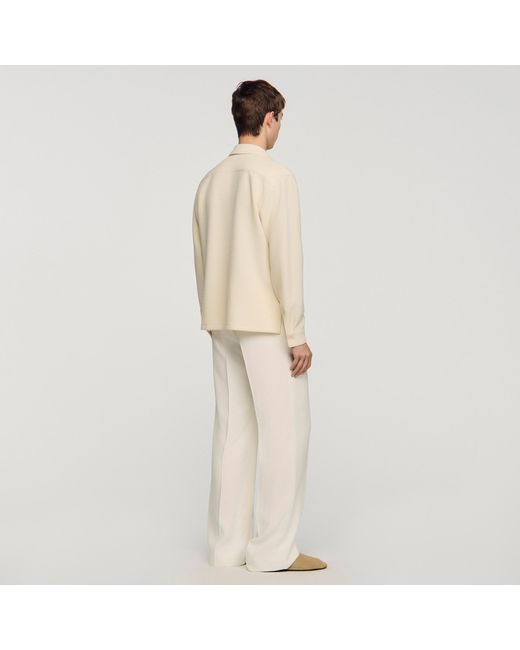 Sandro Natural Textured Shark Collar Shirt for men
