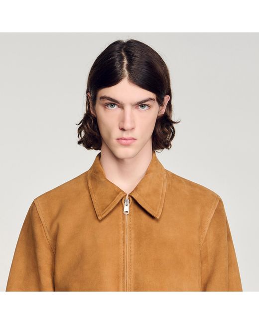 Sandro Blue Goat Leather Jacket for men