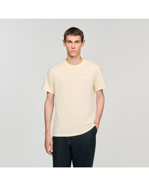 Sandro Black T-Shirt With Heart Patch for men