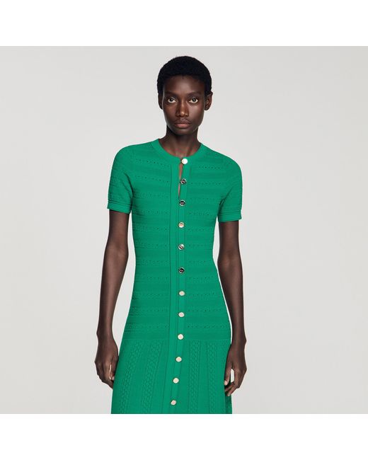 Sandro Green Knit Maxi Dress
