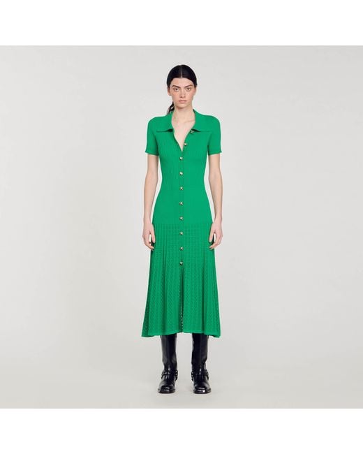 Sandro Green Knit Maxi Dress