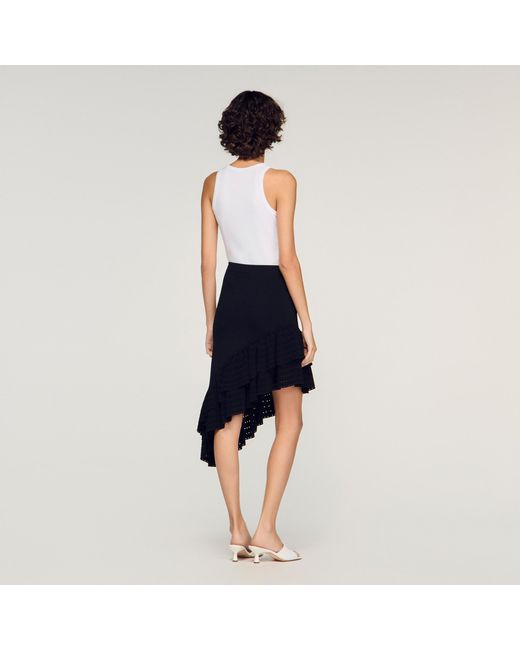 Sandro Blue Asymmetrical Knit Skirt