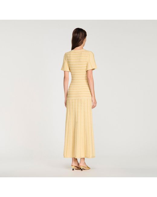 Sandro Metallic Rhinestone Knit Maxi Dress