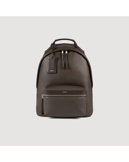 Sandro Brown Coated Canvas Backpack for men