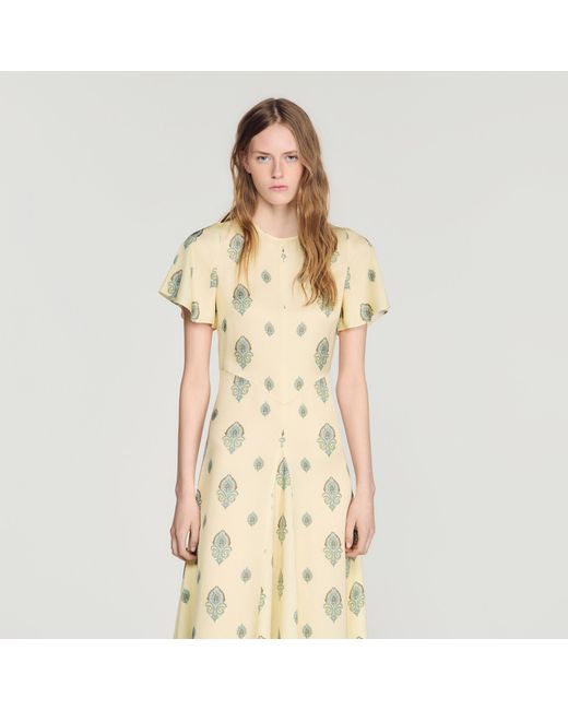 Sandro Metallic Paisley Print Midi Dress