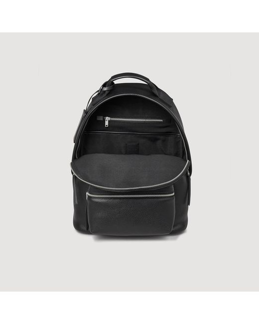 Sandro Black Coated Canvas Backpack for men