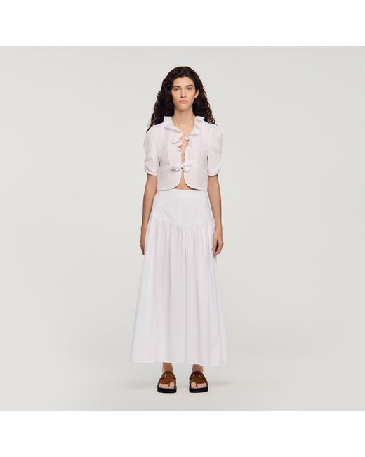 Sandro Pink Ruffled Crop Top