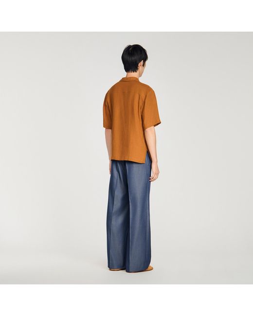 Sandro Blue Linen Shirt for men